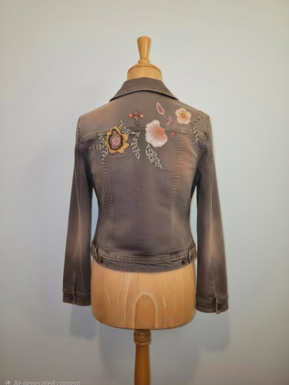 Christine Phillipe Elaborate Floral Embellished Denim Jacket - Picture 2 of 15
